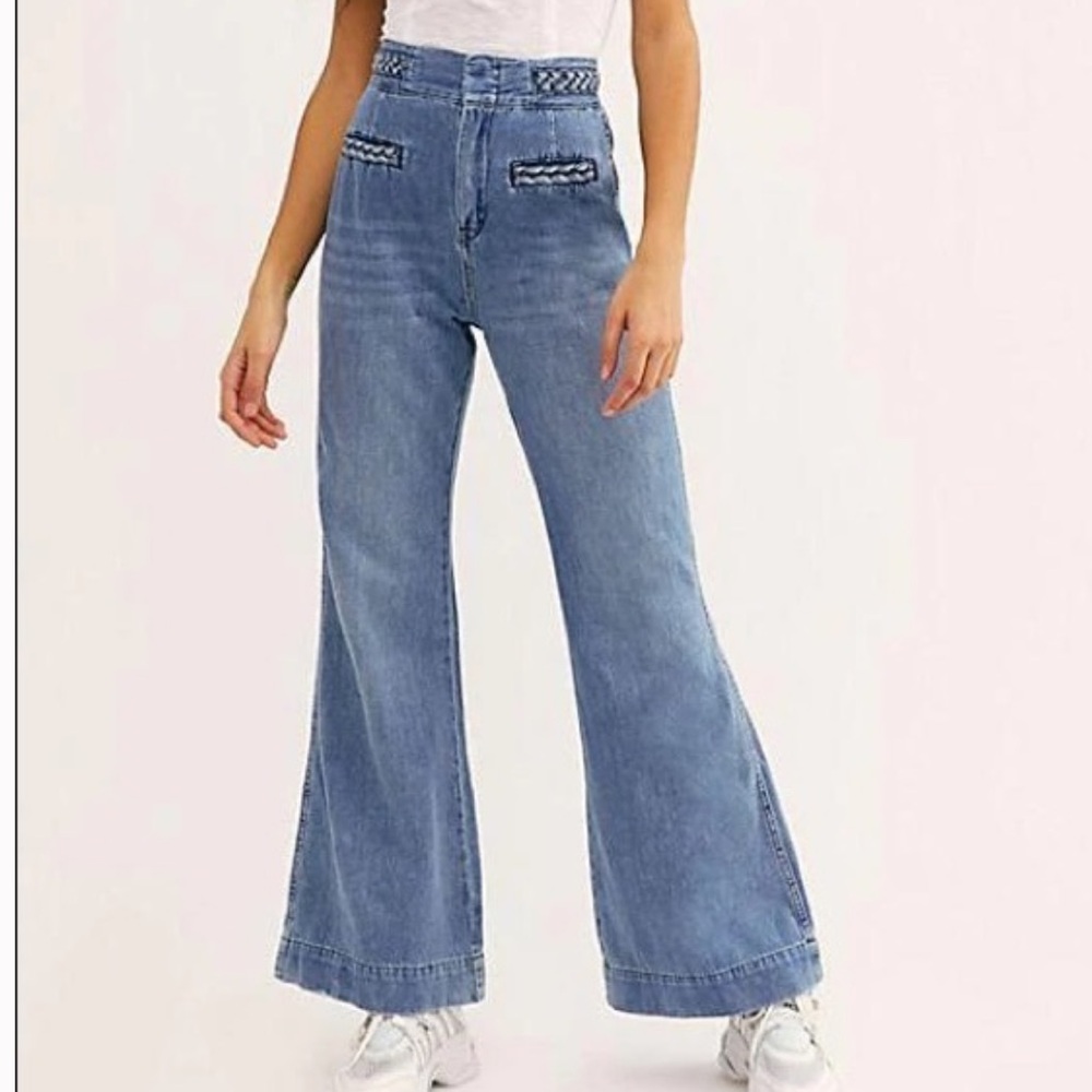 We The Free Season in the Sun Soft Denim Blue Flare Women's Jeans
